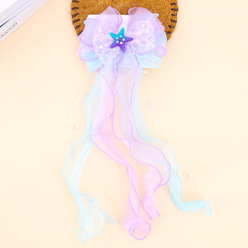 Princess Mermaid Bow Hair Clip for Girls – Children's High Forehead Chain Hair Accessory