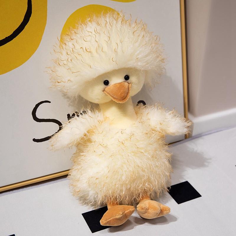 Fluffy Duck Plush Toy Cute Yellow Duck Stuffed Animal Adorable Duckling Doll Pillow for Girls Sleep Cuddle Birthday Gift
