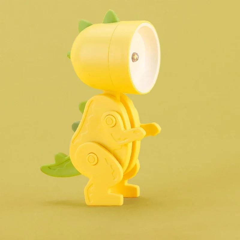 Mini Dinosaur Night Light Battery Magnetic Folding Nights Lamp Bedroom Bedside Table Ornaments Children's Toys LED Night Lights