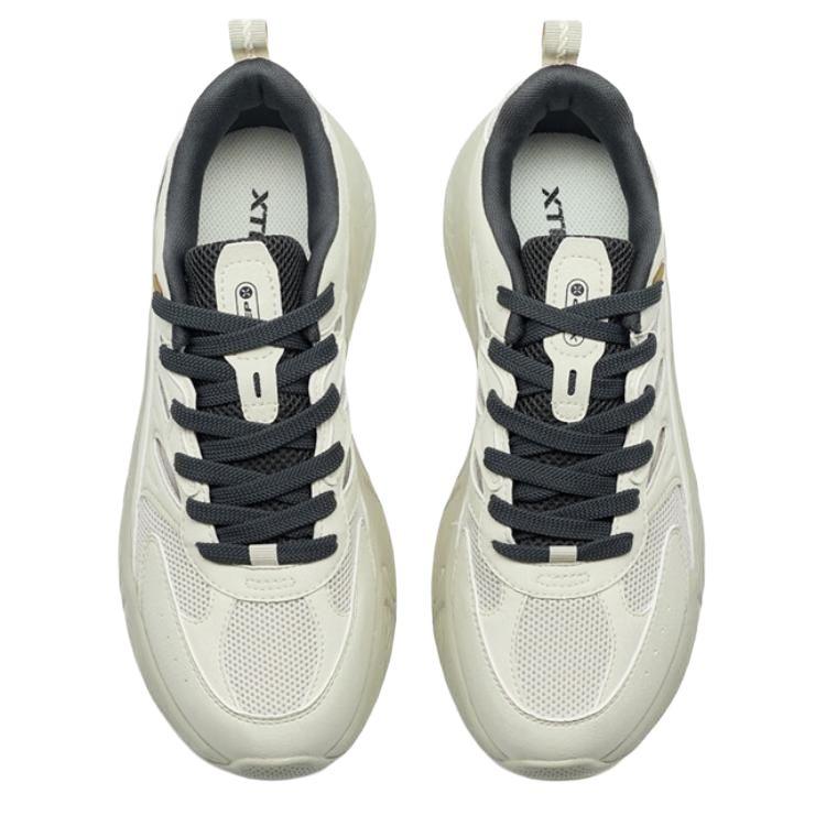 Xtep Fashionable Trendy Wear-Resistant Shock-Absorbing Low-Top Casual Shoes Men sneakers Tea-White 975319320009-7