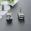 Neuer Stil Europäischer Zirkonia Halskette & Moissanit Ohrstecker - Schickes, Einfaches Quadratischer Diamant Anhänger Design