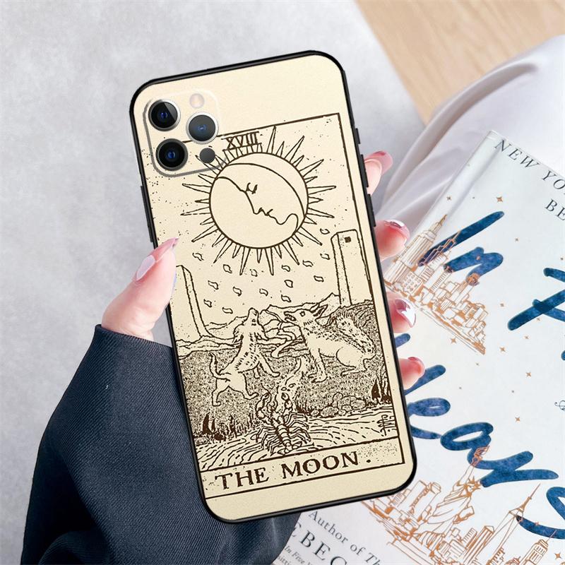 Tarot Card Astrology Sun Moon Lover Phone Case For iPhone 16 Pro Max 11 12 13 Mini 14 15 Pro Max XR 15 16 Plus 16e Cover Coque