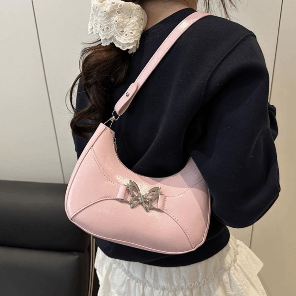 

Кожаные сумки-слинг Y2k, повседневная сумка-тоут на молнии, модная сумка через плечо с бабочкой, сумочка