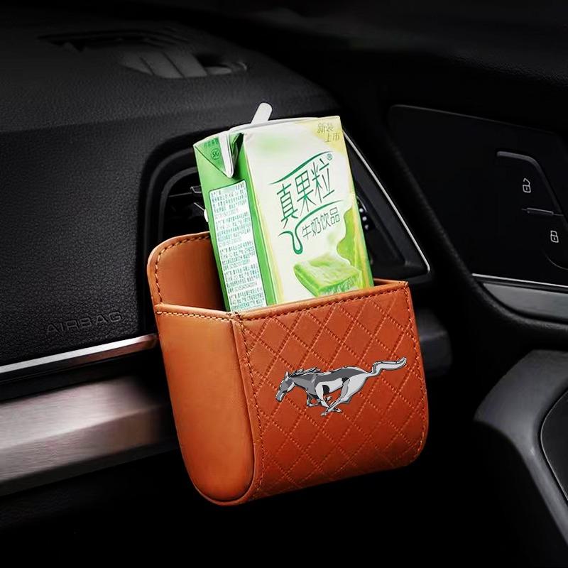 Araba Deri Saklama Çantası Hava Menfezi Torpido Gözü Düzenleyici Asılı Organizer Ford Mustang Mondeo Focus Fiesta Escape Kuga Ecosport Ranger için