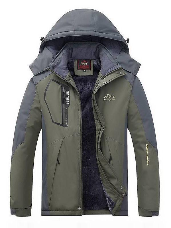 Men's Winter Fleece-Lined Windbreaker: Outdoor Windproof Warm Cotton Jacket, Plus Size for Mountaineering and Fishing.