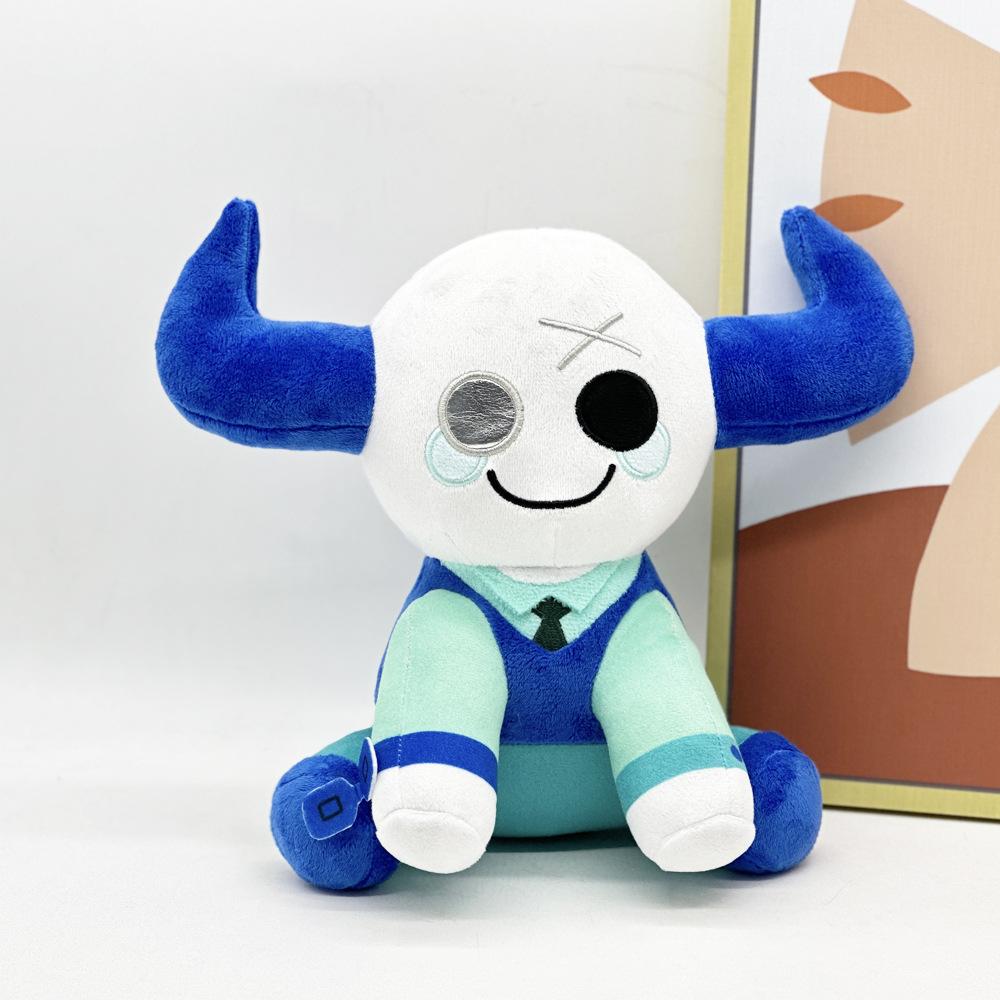 23cm Blue Cow Plush Toy Soft Stuffed Animal Doll Cute Game Peripheral Gift for Kids Children Christmas Birthday