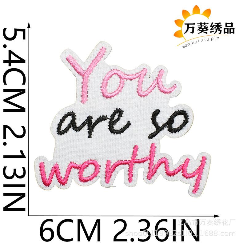 Smile Face Life Inspirational Words Embroidery Cloth Sticker Motivates English Patch Decoration Embroidery Mark Love Yourself Chapter Sticker