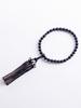 Japanese Prayer Beads Juzu for Women, Natural Jet 8mm, Made in Japan, Single-Hand Simplified Style, Matching Tassel, Black Formal Nenju