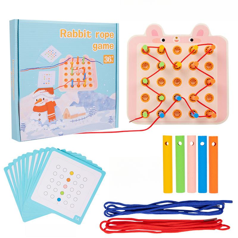 

Монтессори Развивающая Игра с Веревкой Раннее Развитие Нанизывание Игрушки Родитель-Ребенок Упражнения Гибкости Рук и Ног Игрушки Подарки розовый