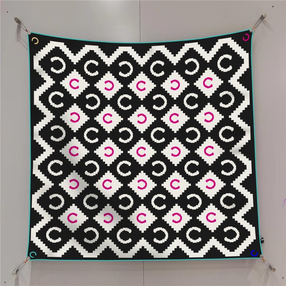 Silk Scarf Women Fashion Printed Square Scarves Head Echarpes Silk Foulards Femme Wraps Beach Shawls Bandana Lady Hijabs 90CM