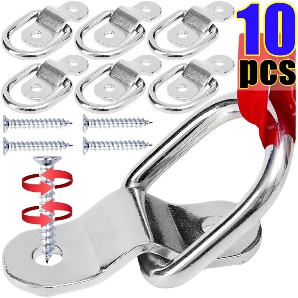 10Pcs Heavy Duty Cargo Tie Down Ring Universal Fit Fastener Ring Trailer Pull Hook  Van Mount