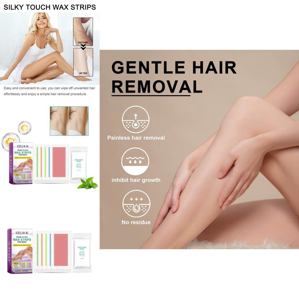 Eelhoe Gentle Hair Removal Wax Strips For Arms Underarms And Legs With Soothing Wipes