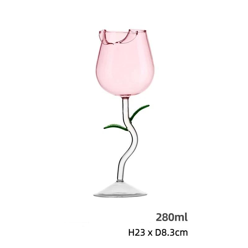 INS-Stil Rosewein-Glas, Eleganter hoher Stiel Rotwein-Kelch für Champagner, Cocktails & Romantisches Essen