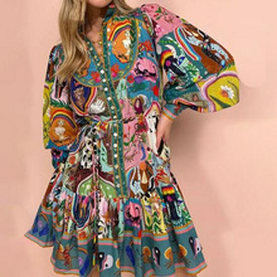 Spring 2026 Women's Elegant Printed Shirt & Wide-Leg Pants Casual Set