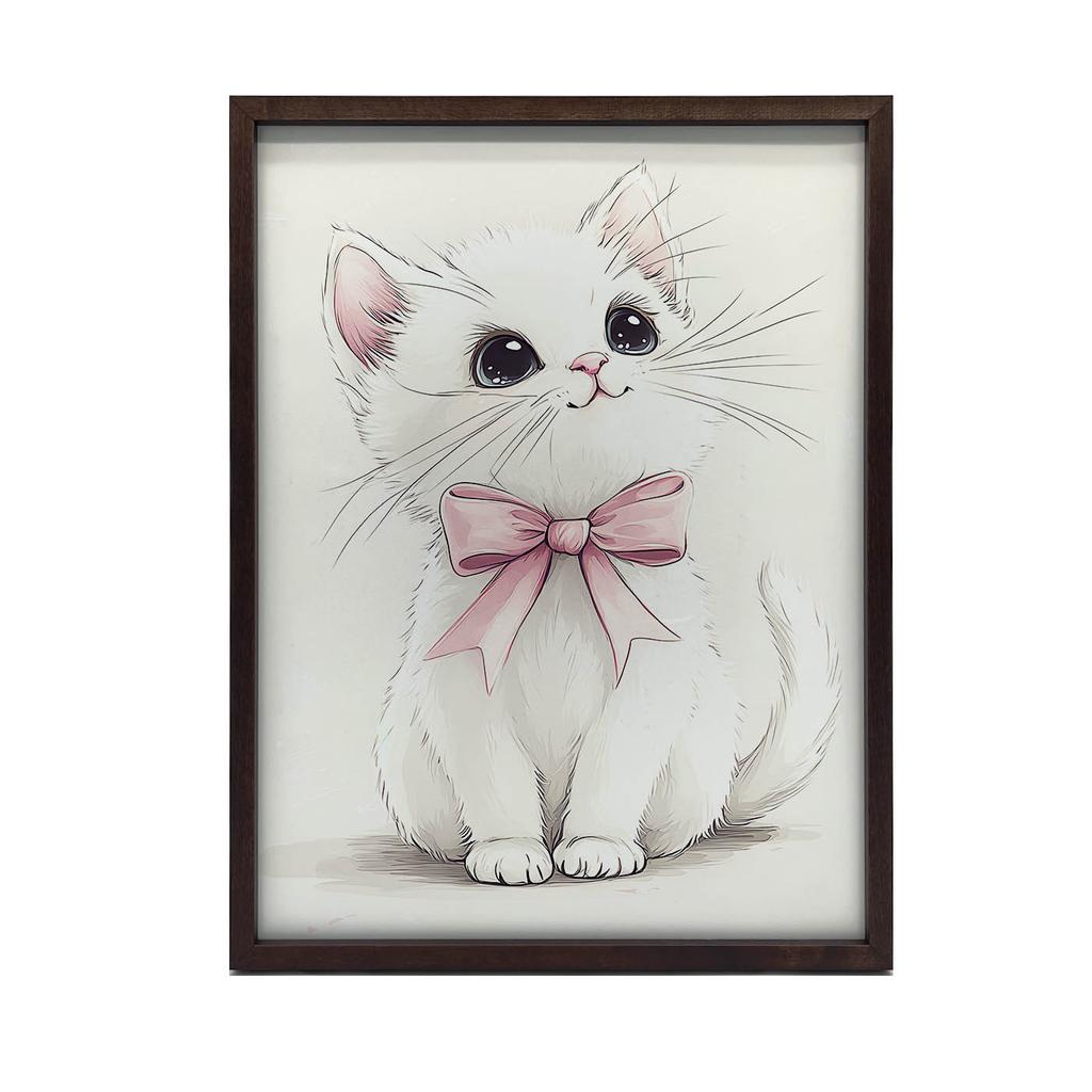 Plakat Urocza Kotek Z Różową Kokardką Plakat Urocza Kotek Z Różową Kokardką, 40X50 Cm, Bez Ramy, Papier Matowy 230 Gsm