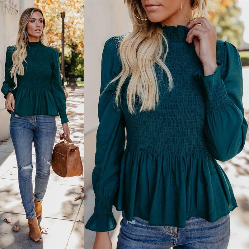 Elegant Women Slim Pleated Ruffles 