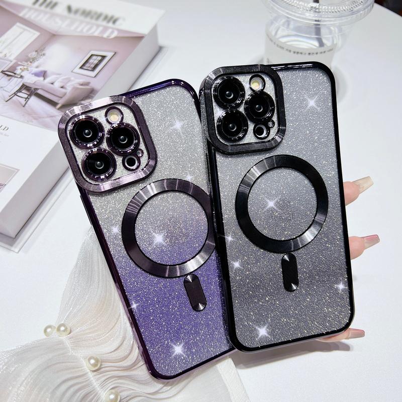 

Для Apple Iphone 14 13 12 Pro Max 11 Градиентный цвет Прозрачное магнитное покрытие Ударопрочный блестящий мягкий чехол для телефона