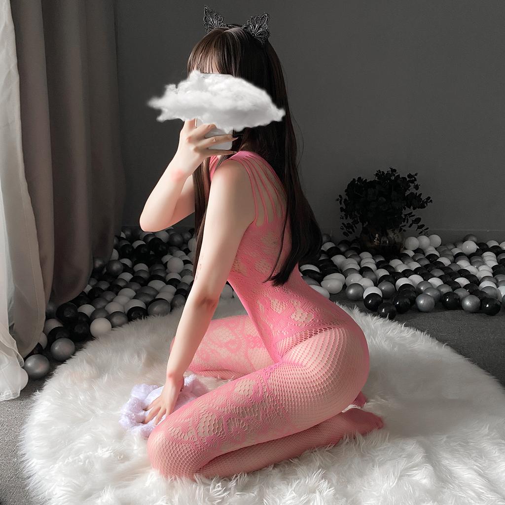 Thigh High Crotchless Lingerie Large Size Bodysuit Women Mesh Clothing Pajamas Female Jumpsuit Transparent Elastic Fishnet Lace
