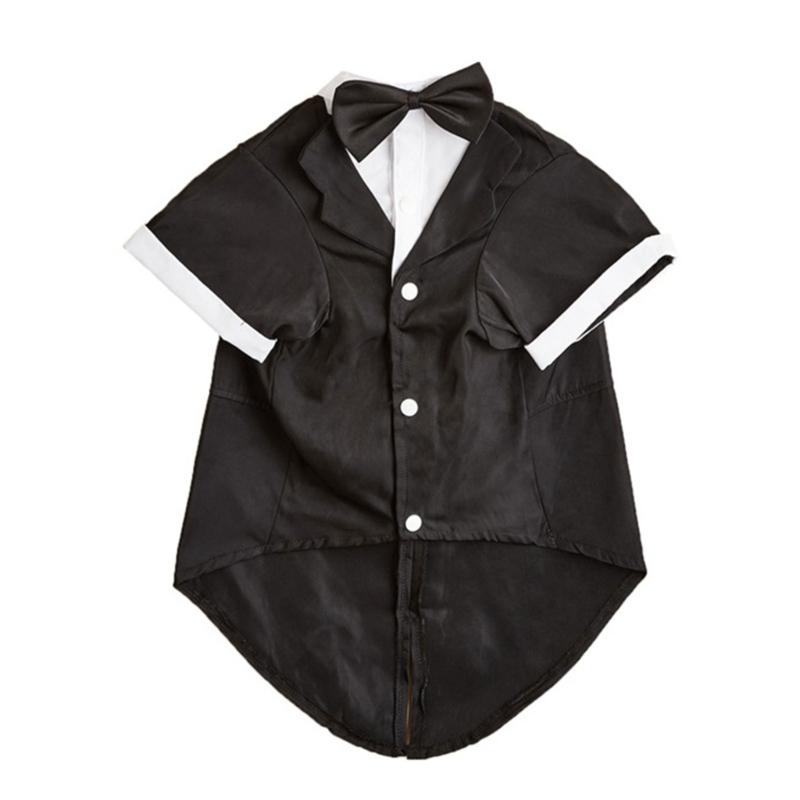Wedding Cats Dogs Tuxedo Shirt with Bowknot Collar Clothes Outdoor Walking Dogs Cats Multiple Color Jumpsuit Comfortable
