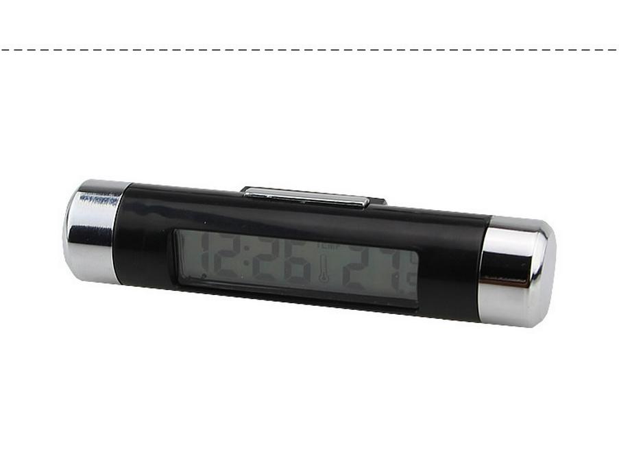 LED Backlit Car Air Vent Clip Clock & Thermometer with Time and Temperature Display