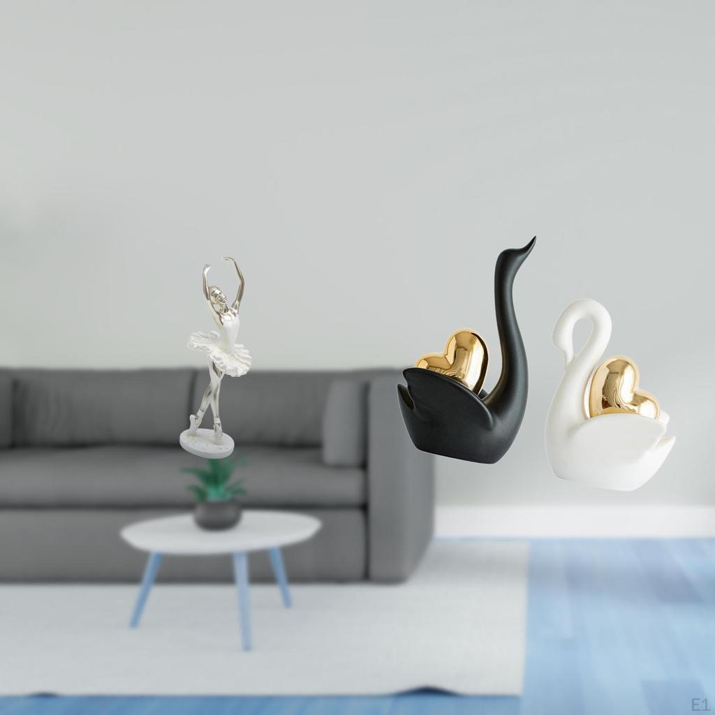 Graceful Dancing Girl And Swan Figurines Modern Art Sculpture Creative Tabletop Ornament for Bedroom