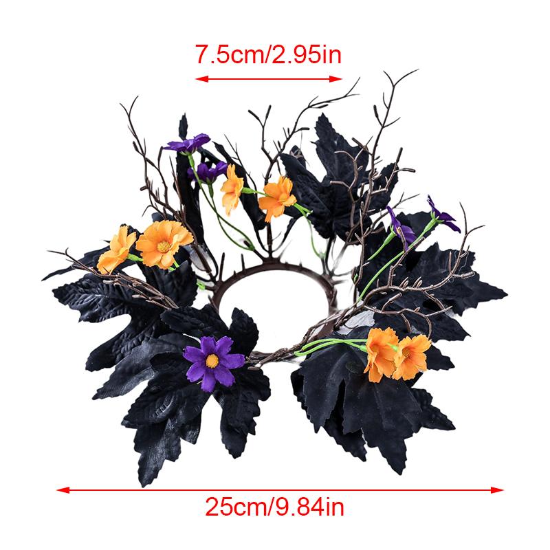 

1 шт. Кольца для свечей с искусственными листьями Хэллоуин Мини-венки для жуткой вечеринки Доступно несколько вариантов