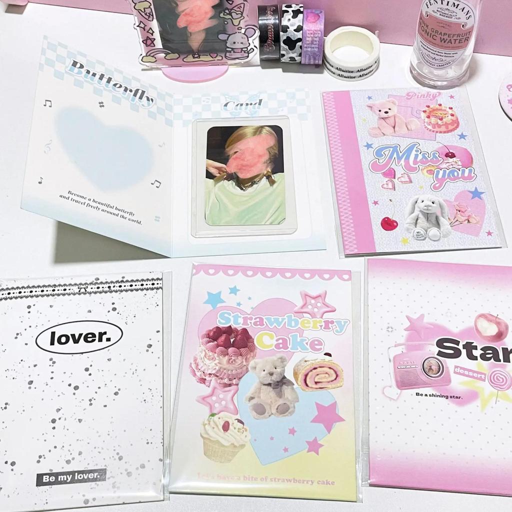 10Pcs Cute Korean Kpop Photocard Holder 3-inch Photocard Back Card Foldable Card Holder Decor Paper Board DIY Packing Material