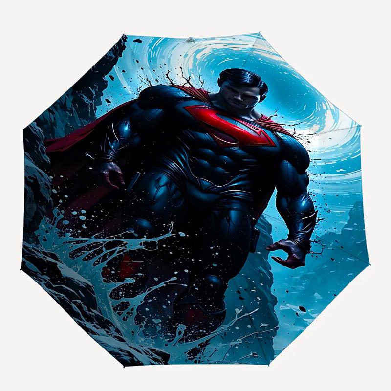 

1pc Superman hero Automatic Folding Umbrella - Compact 8-Rib Design, Durable Plastic & Iron1398L