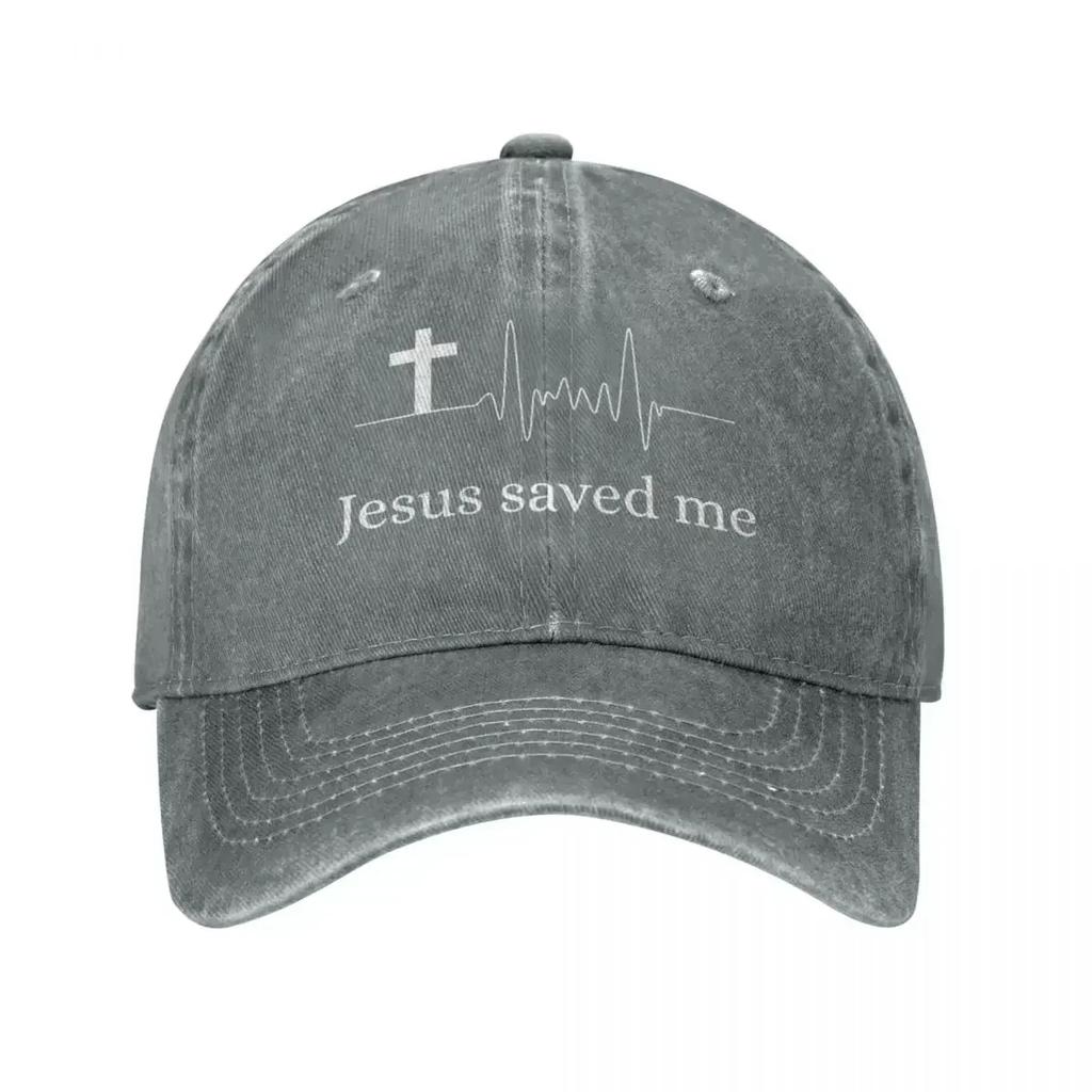 Jesus Saved Me Baseball Cap Vintage Distressed Washed Headwear Unisex Style Outdoor Activities Unstructured Soft Caps Hat