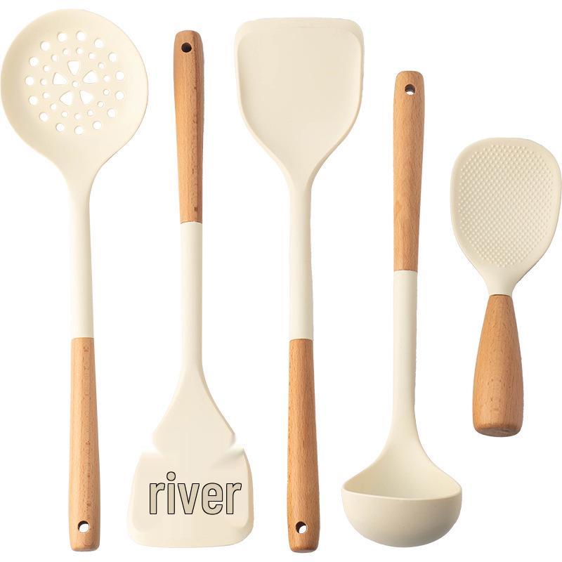 Food-Grade Silicone Cooking Tools: Stirring Spatula & Soup Ladle Set