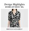 Heavy 19 Mu Mulberry Silk 26 Spring/Summer V-neck Reduced Age Printed Waist Elegant Medium to Long Dress