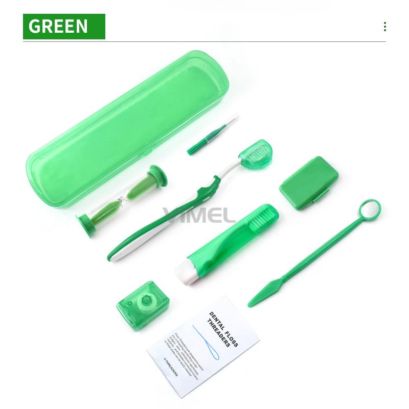 

8pcs/set Orthodontic Care Kit Orth Toothbrush Interdental Brush Oral Cleaning Teeth Whitening Portable Dental Floss Travel Tool зелений