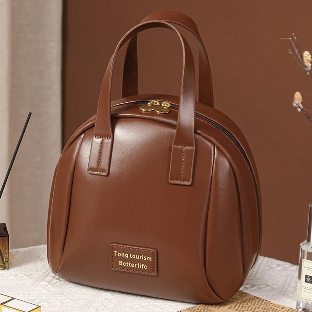 1pc Large Capacity Pu Seashell Shaped Makeup Bag, Portable Travel Cosmetic Toiletry Bag, Hand-Held Storage Bag For Travel Storage Bag, Makeup Bag