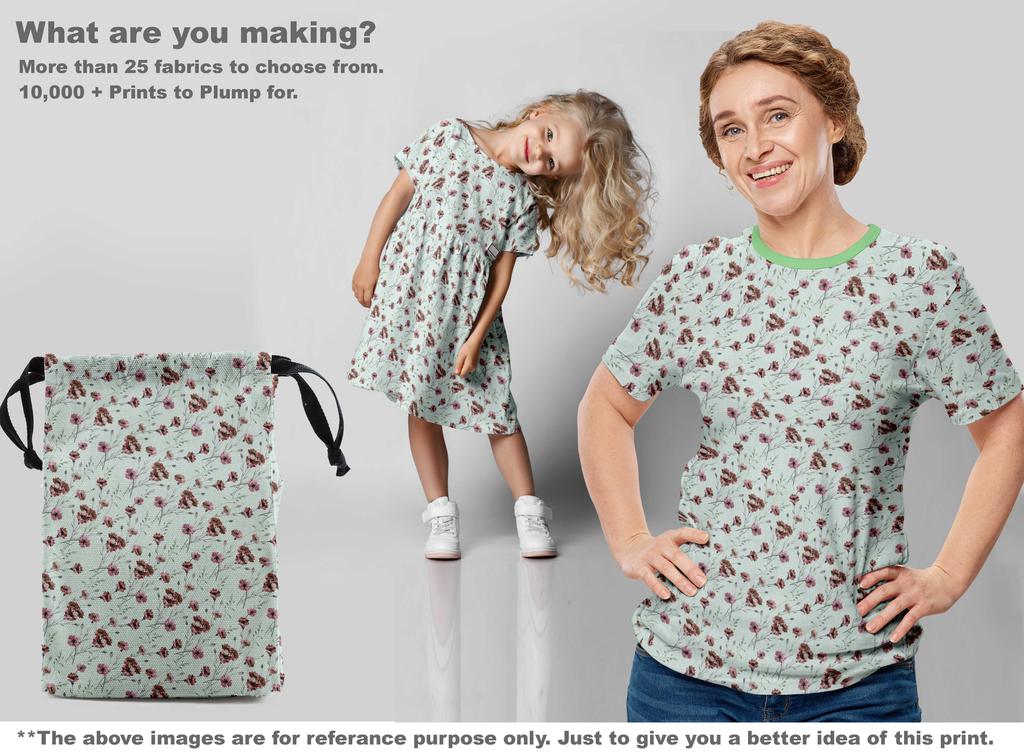 oneOone Baumwoll-Flex Mintgrüner Stoff Aquarell Floral Kleidermaterial Stoffdruck Stoff pro Yard 40 Zoll