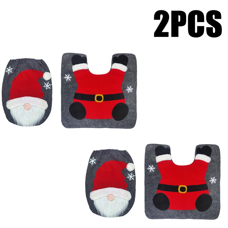5PCS Christmas Toilet Seat Cover Father Christmas Toilet Seat Cover and Rug Christmas Bathroom Accessories Christmas Decoration
