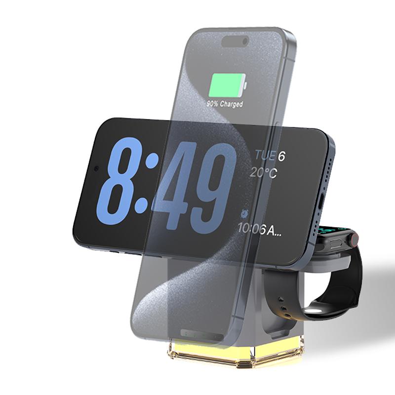 3 In 1 Magnetic Wireless Charger Stand Foldable For iPhone 16 15 14 13 Apple Watch 8 7 6 Airpods 2 3 Fast Charging Dock Station