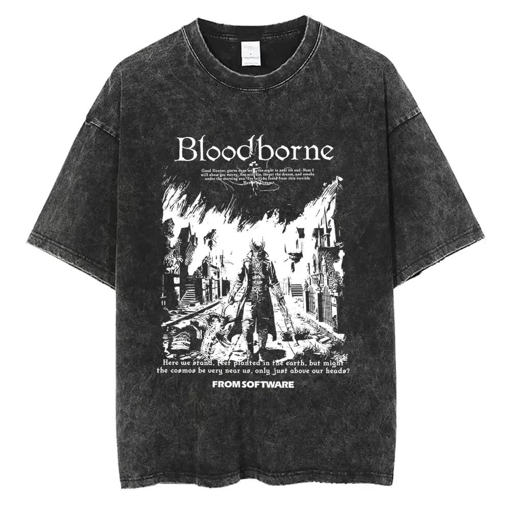 

Вінтажна чорна футболка з коротким рукавом з принтом Bloodborne Натисніть кнопку Пуск Для фанатів Soulsborne M