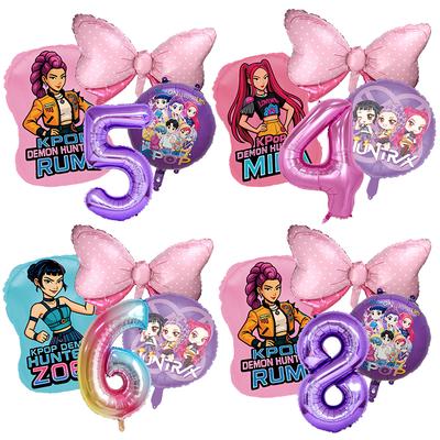Balões de Aniversário Decoração Caçadores de Demônios Kpop Zoey Rumi Mira Festa de Menina Conjunto de Balões com Números Lembrancinha de Festa Decoração de Casa Presente para Crianças
