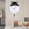 Quiet Movement Acrylic Pendulum Wall Clock with Funny Cats Fish Design Arabic Numerals for Living Room Bedroom Decors