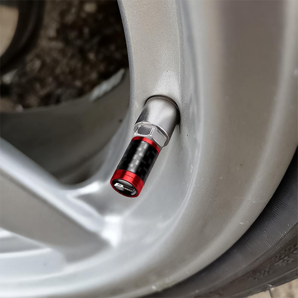 VW Car Styling 4Pc Auto Tire Carbon Fiber Metal Valve Caps Badge For Volkswagen VW R Polo Passat Rline Golf Tiguan Jetta GTI Touran EP1