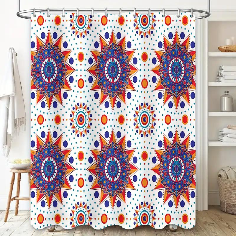 Bohemian Shower Curtain Floral Pattern Nature Theme Bathroom Decor Farmhouse Style Washable Fabric Backdrop Vintage Aesthetic