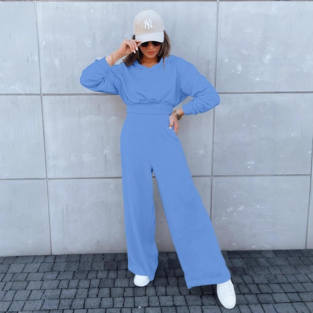 Autumn and Winter New Women's Wide-leg Pants and Hooded Sweatshirt Casual Set