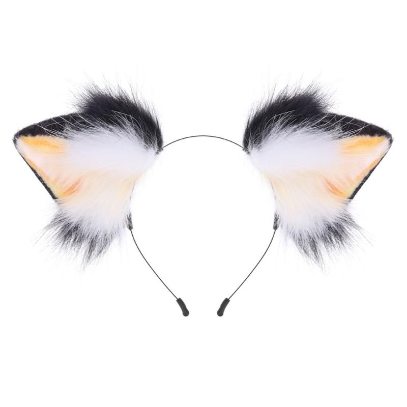 Realistic Kitten Ears Hairband Furry Headbands Plush for Coser Role Play and Photography Props жёлтый