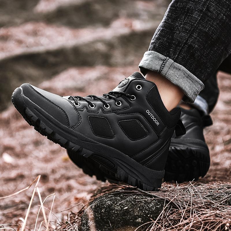 Hiking Shoes Men Boots Outdoor Breathable Anti-slip Lace-up Ankle Boots Men Wear-resistant Thick-soled Casual Sports Shoes