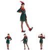 Women's Festive Xmas Elf Outfit Velvet Cosplay Costume With Bells
