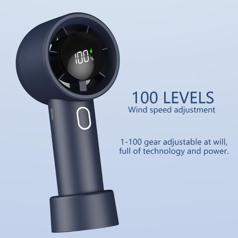USB Rechargeable Fan 12H Runtime Foldable Light Weight Variable Speed Ideal For Beach Hiking Daily Commute