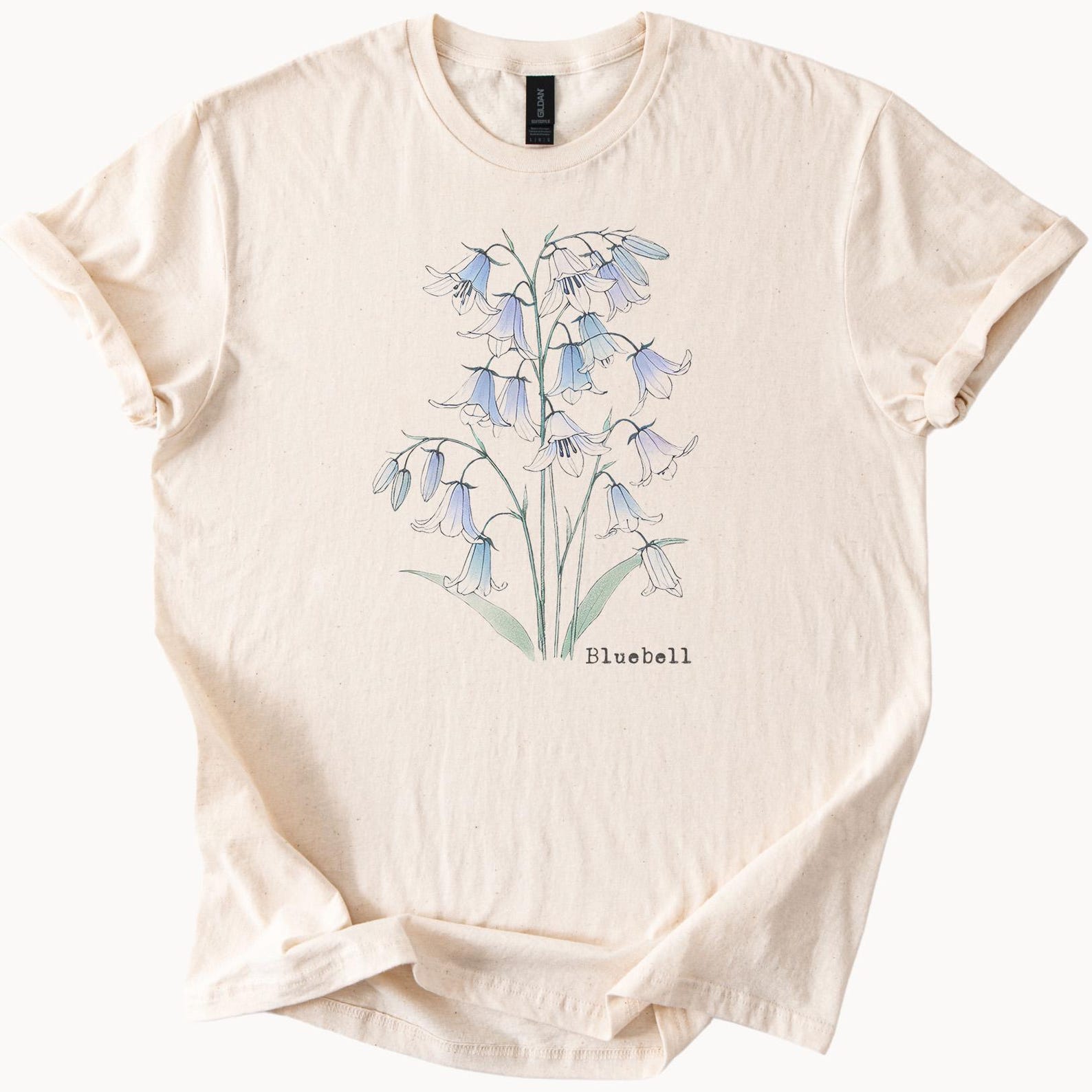 Bluebell Wildflower Graphic Shirt Botanical Floral Nature T Shirt Gift For Flower Lovers Hand Drawn Art Tee Outdoorsy Style Apparel 150