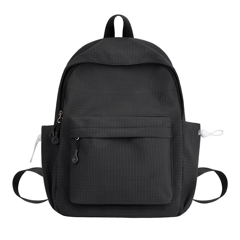 Color Simple Solid Student Backpack With Inner Compartments For Daily Commute