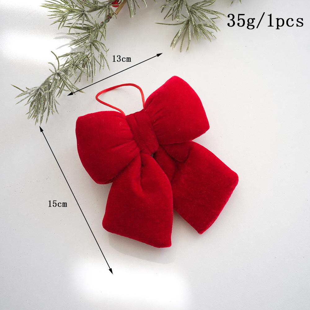 Hand-Painted Red Flocked Bow Christmas Ornament Ball