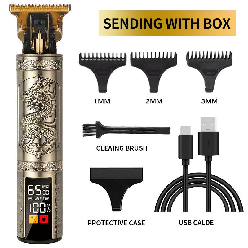 Kit Tondeuses et Tondeuses à Cheveux Professionnelles Vintage, Ensemble Rechargeable Sans Fil pour Coupe de Cheveux et Toilettage pour Hommes, Tondeuse à Barbe Avec